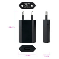 Mini carregador USB  Ipod Iphone 5V-1A Preto