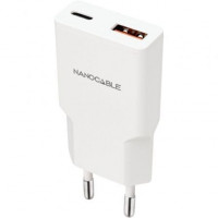 Nanocable Cargador USB-C/PD + USB-A/QC 20W Blanco