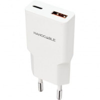 Nanocable Cargador USB-C/PD + USB-A/QC 25W Blanco