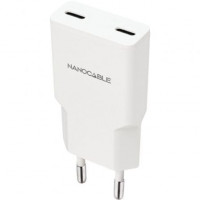 Nanocable Cargador 2xUSB-C/PD 25W  Blanco