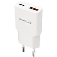 Nanocable Cargador USB-C/PD + USB-A/QC 30W Blanco