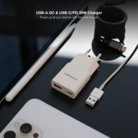 Nanocable Cargador USB-C/PD + USB-A/QC 30W Blanco