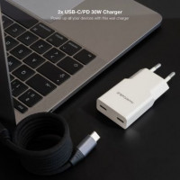 Nanocable Cargador 2xUSB-C/PD 30W  Blanco