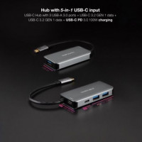 Nanocable Hub USB-C 3xUSB3.0+USB-C+USB-C PD 15cm