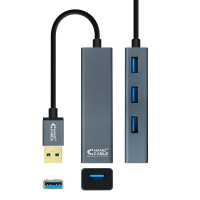 Nanocable Hub USB 3.0 4 x USB 3.0 10cm. Cinza 