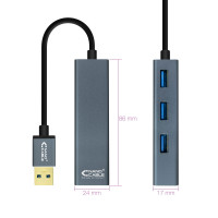 Nanocable Hub USB 3.0 4 x USB 3.0 10cm. Cinza 