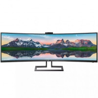 Monitor Profesional Ultrapanorámico Curvo Philips 499P9H 48.8 Dual QHD Webcam Multimedia Preto