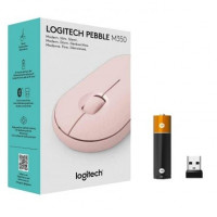 Rato Wireless Logitech PEBBLE M350 Rose 1000DPI 3 Botões CONECTIVIDAD BT  2.4GHz NANO RECEPTOR USB 1*AA