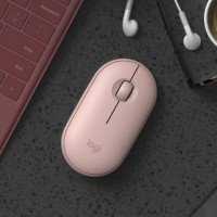 Rato Wireless Logitech PEBBLE M350 Rose 1000DPI 3 Botões CONECTIVIDAD BT  2.4GHz NANO RECEPTOR USB 1*AA