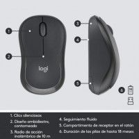 Teclado y Ratón Inalámbricos Logitech Silent Touch MK295 Grafito 