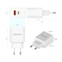 Aisens Cargador 20W USB-C PD3.0 USB-A QC3.0 Blanco