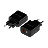 Aisens Cargador 20W USB-C PD3.0 USB-A QC3.0 Negro