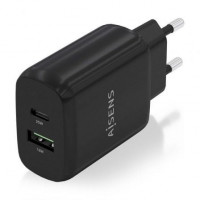 Aisens Cargador USB-C PD3.0 USB-A QC3.0 25W Negro