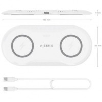 Aisens Cargador Inalámbrico USBC 15W 2 en 1 Blanco