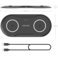Aisens Cargador Inalámbrico USBC 15W 2 en 1 Negro