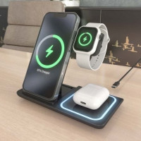 AISENS Cargador inalambrico USB-C 3 EN1 15w NEGRO