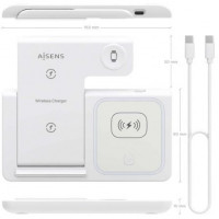 Aisens Cargador Inalámbrico USBC 15W 3 en 1 compac