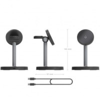 Aisens Cargador Inalámbrico USBC 15W 3 en 1 Negro