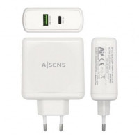 CARGADOR USB-C PD3.0 + USB-A QC3.0 AISENS BLANCO
