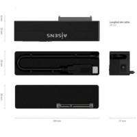 Adaptador para Discos Duros 2.5'/3.5' Aisens ASE-35C02B/ USB Tipo-C Macho - SATA/ con Alimentador