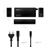 Cargador de Portátil Aisens ASLC-65WAUTO-BK 65W Automático 9 Conectores Voltaje 18.5-20V
