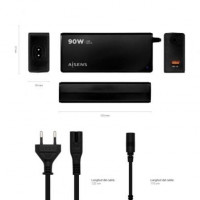 Cargador de Portátil Aisens ASLC-90WAUTO-BK 90W Automático 12 Conectores Voltaje 15-20V