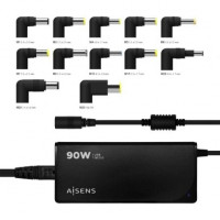 Cargador de Portátil Aisens ASLC-90WAUTO-BK 90W Automático 12 Conectores Voltaje 15-20V