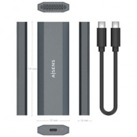Caja Externa para Disco SSD M.2 NGFF Aisens ASM2-029GR/ USB 3.2/ Sin tornillos