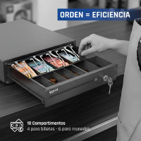 iggual Cajón Portamonedas IRON-10 38cm 4+6 negro