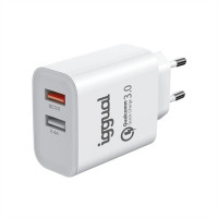 iggual carregador 2xUSB carga rápida QC3.0 30W