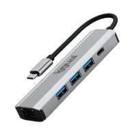 iggual Hub tipo C 4 puertos 3xUSB + RJ45 + tipo C