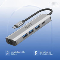 iggual Hub tipo C 4 puertos 3xUSB + RJ45 + tipo C