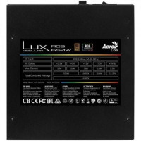 Fonte de alimentação Aerocool LUX RGB 650M 650W Ventilador 12cm 80 Plus Bronze