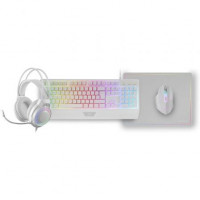 Pack Gaming Mars Gaming MCP124PROWES/ Teclado + Ratón Óptico + Auriculares + Alfombrilla/ Blanco