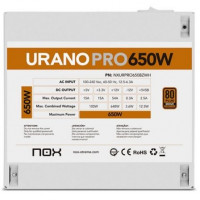 NOX Fuente ATX Urano PRO 650W Bronze Blanco