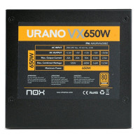 NOX 650W Urano VX 80 Plus Bronze Não-Modular