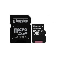 Placa MICROSD XC 128GB + ADAPTADOR KINGSTON CANVAS SELECT PLUS CLASE 10 100MBS