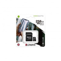 Placa MICROSD XC 256GB + ADAPTADOR KINGSTON CANVAS SELECT PLUS CLASE 10 100MBS