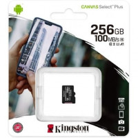 Placa MICROSD XC KINGSTON CANVAS SELECT PLUS 256GB CLASE 10 LECTURA 100MBS ESCRITURA 85MBS