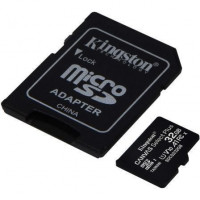 Placa MICROSD HC 32GB + ADAPTADOR KINGSTON CANVAS SELECT PLUS CLASE 10 100MBS