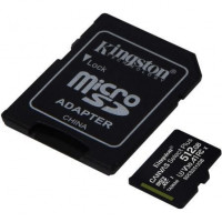 Placa MICROSD XC 512GB + ADAPTADOR KINGSTON CANVAS SELECT PLUS CLASE 10 LECTURA 100MBS ESCRITURA 85MBS