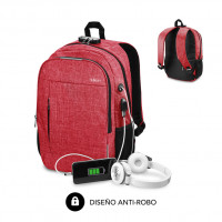 Mochila Subblim Urban Lock para Portátil  até 16 Puerto USB Antirrobo Vermelho