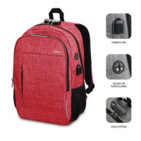 Mochila Subblim Urban Lock para Portátil  até 16 Puerto USB Antirrobo Vermelho
