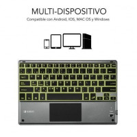 Teclado Compacto Inalámbrico por Bluetooth Subblim Touchpad Smart Blacklit Cinza 