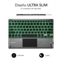 Teclado Compacto Inalámbrico por Bluetooth Subblim Touchpad Smart Blacklit Cinza 
