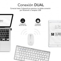 Teclado y Ratón Inalámbrico por Bluetooth Subblim OCO010 Combo Multidispositivo Compacto prata