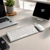 Teclado y Ratón Inalámbrico Subblim OCO015 Combo Multidispositivo Compacto PT/ Plata/ Portugués
