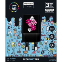 CARGADOR DOBLE TECH ONE TECH BLACK FLOWER POWER 2.4A ALTO RENDIMIENTO TEC2601 CARGADOR DOBLE TECH ONE TECH BLACK FLOWER POWER 2.4A ALTO RENDIMIENTO TEC2601