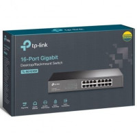 SWITCH TP-LINK TL-SG1016D - 16 PUERTOS 101001000 - DETECCION AUTOMATICA MDIMDIX - SWITCHING 32GBPS - INCLUYE ADAPTADORES PARA RACK