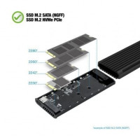 Tooq Caixa  Externa SSD M.2 NGFFNVMe USB-C Preto